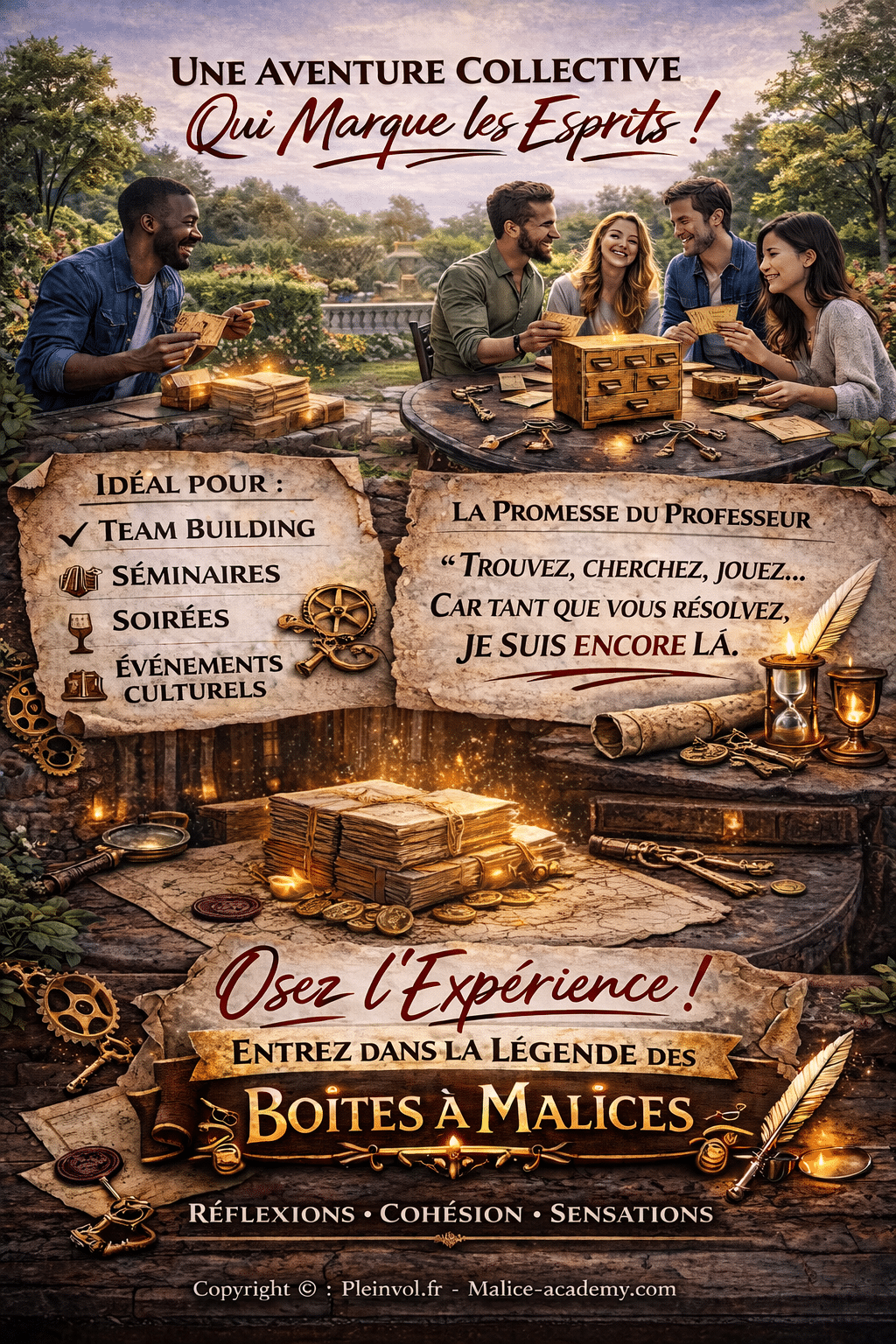 Plaquette Les Boites a Malices Copyright © Pleinvol.fr Malice academy.com verso 1